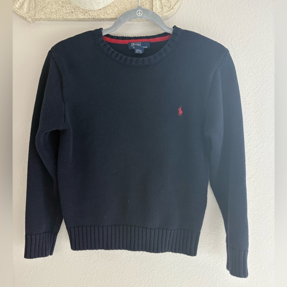 Polo by Ralph Lauren Navy Sweater with Red Pony Logo